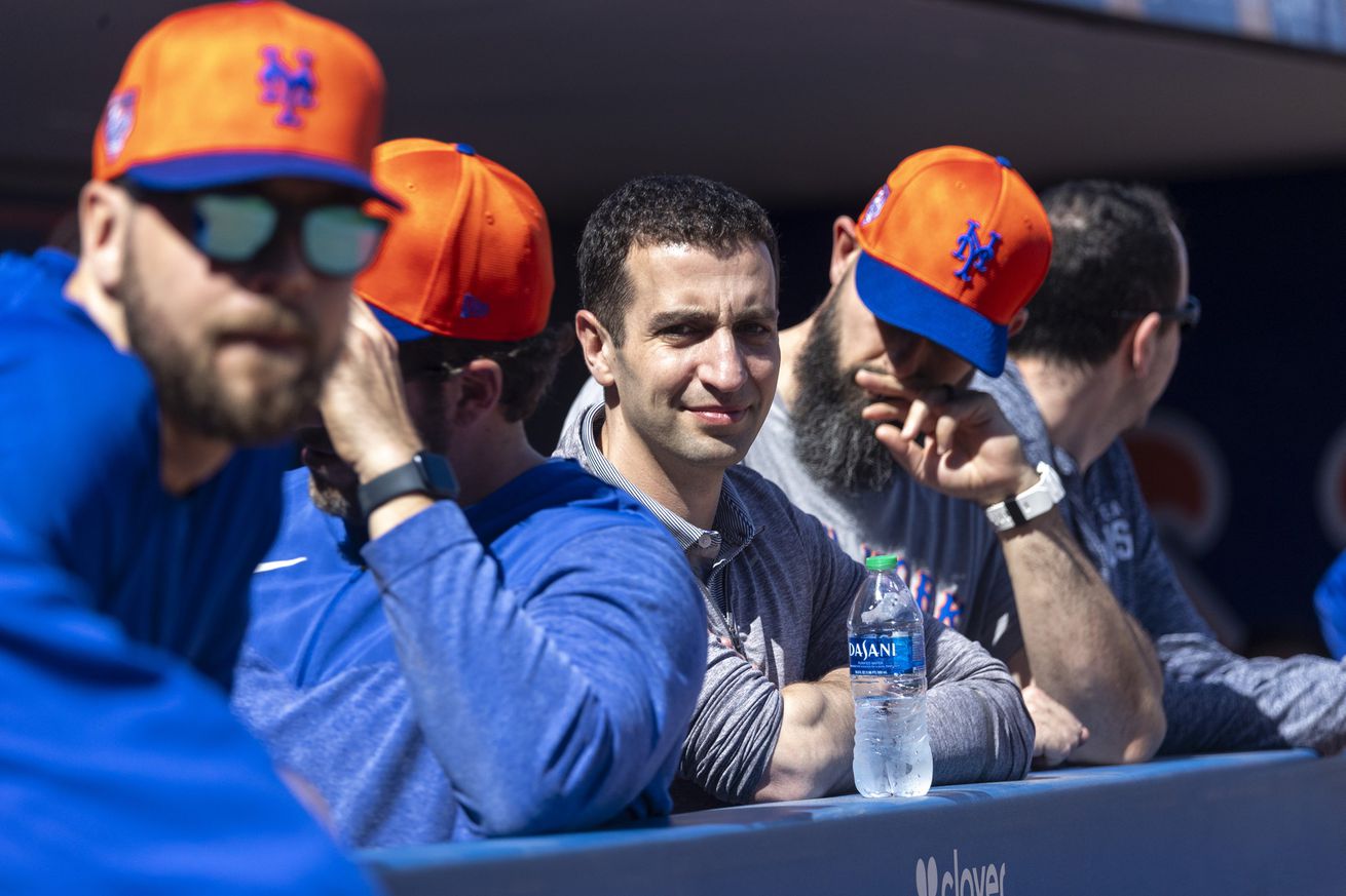 N.Y. Mets President of Baseball Operations David Stearns at team’s spring training workout in Port St. Lucie, Florida