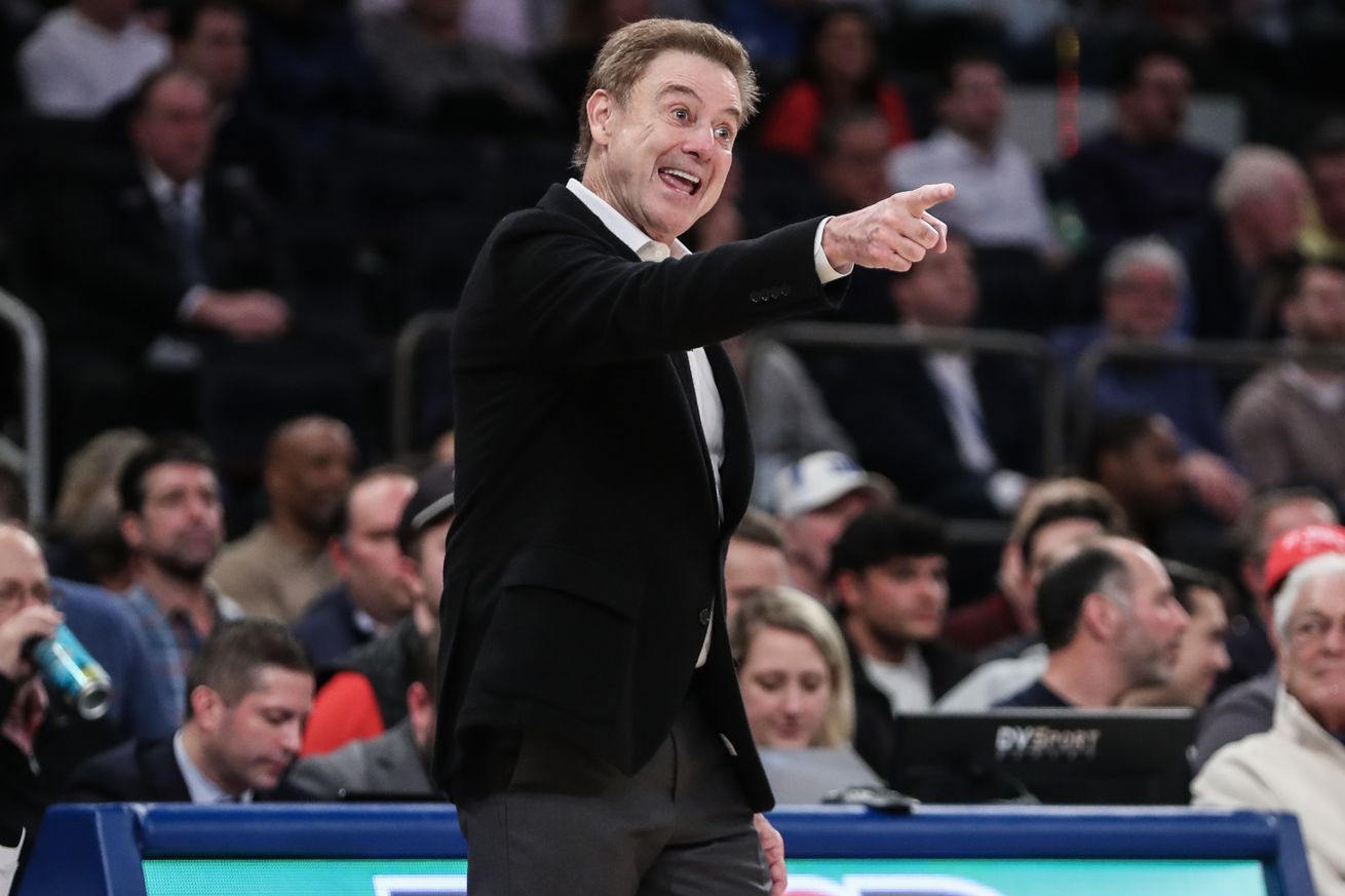 St. John’s Red Storm head coach Rick Pitino yells out instructions in the second half against the Villanova Wildcats at Madison Square Garden. Mandatory Credit: Wendell Cruz