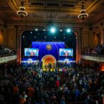 Class of 2024 inductees and their representatives share the stage at the conclusion of the Naismith Memorial Basketball Hall of Fame Enshrinement