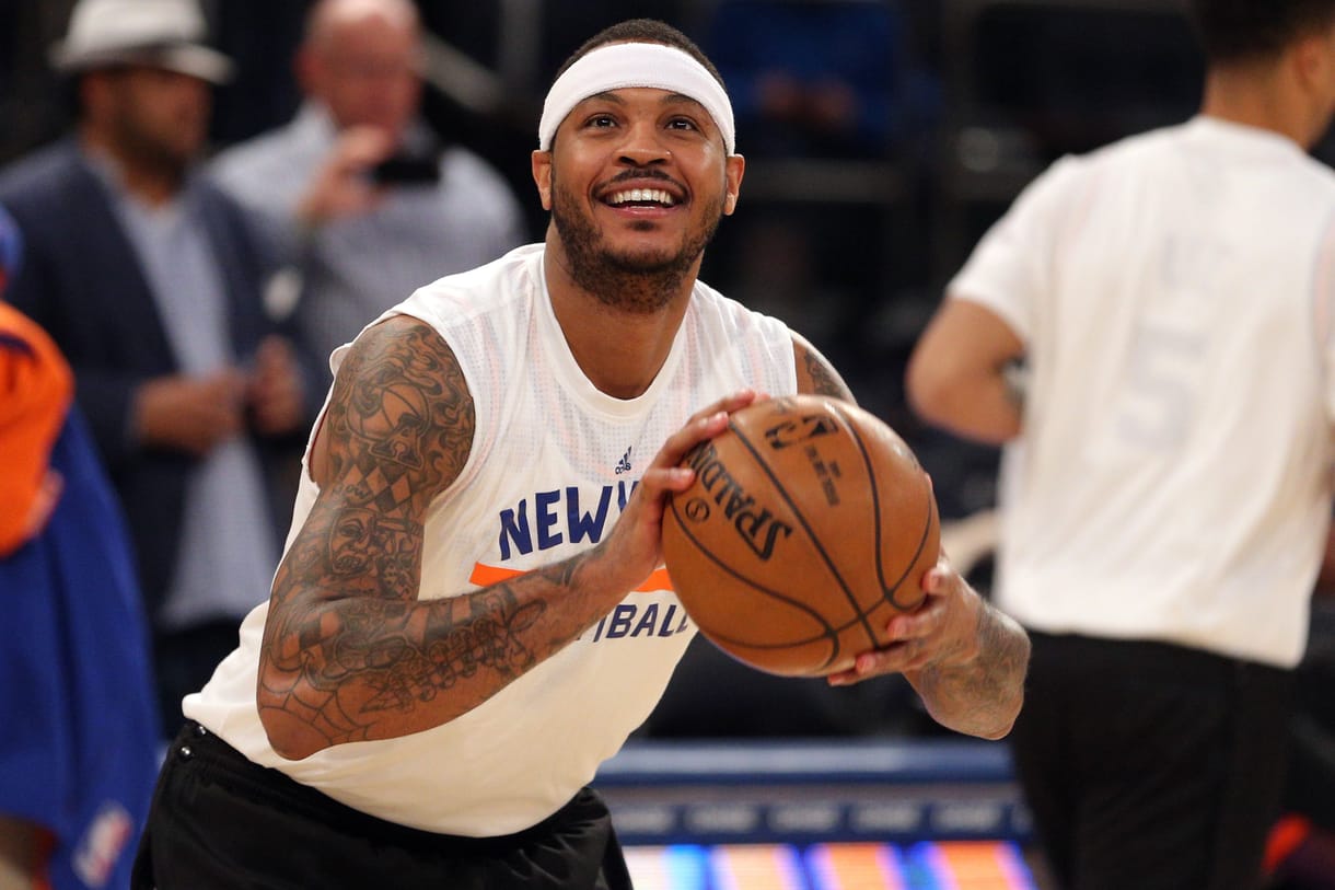 NBA: Miami Heat at New York Knicks New York Knicks small forward Carmelo Anthony (7) warms up before a game against the Miami Heat at Madison Square Garden