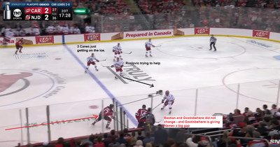 Nemec charges ahead for a zone entry!