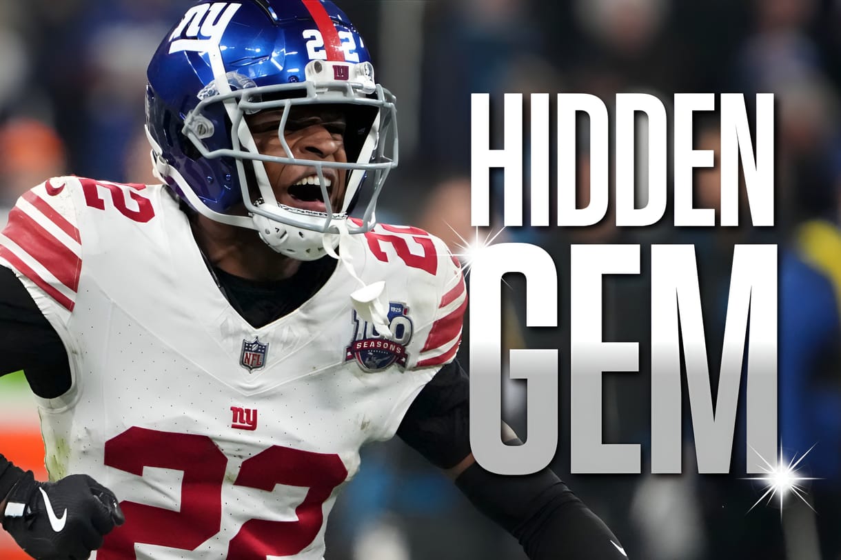 Giants, Dru Phillips Nov 10, 2024; Munich, Germany; New York Giants cornerback Dru Phillips (22) reacts against the Carolina Panthers in the second half during the 2024 NFL Munich Game at Allianz Arena. Mandatory Credit: Kirby Lee-Imagn Images