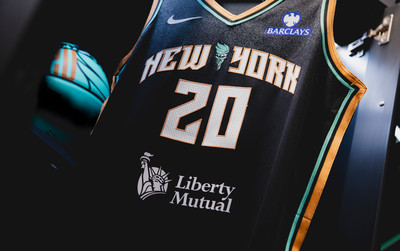 Sabrina Ionescu jersey with Liberty Mutual Insurance logo.