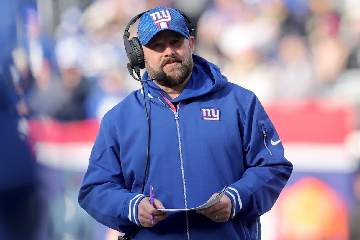 NFL: New Orleans Saints at New York Giants Dec 8, 2024; East Rutherford, New Jersey, USA; New York Giants head coach Brian Daboll coaches against the New Orleans Saints during the second quarter at MetLife Stadium. Mandatory Credit: Brad Penner-Imagn Images