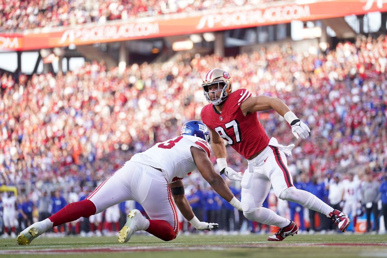 NFL: New York Giants at San Francisco 49ers, evan neal NFL: New York Giants at San Francisco 49ers, evan neal