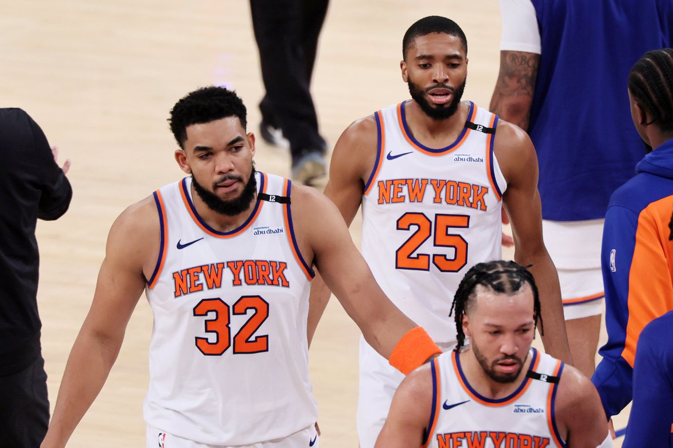 NY Knicks Karl-Anthony Towns, Mikal Bridges and Jalen Brunson