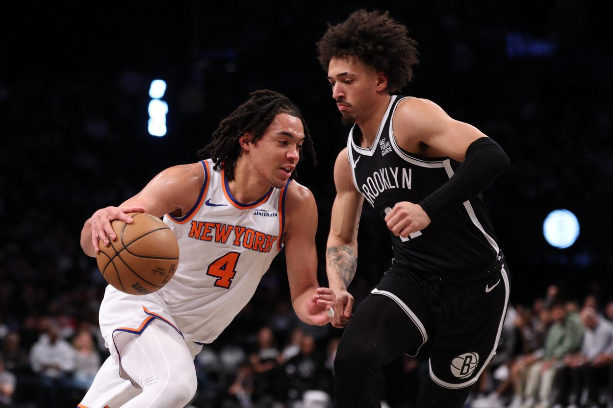 NBA: New York Knicks at Brooklyn Nets, pacome dadiet NBA: New York Knicks at Brooklyn Nets, pacome dadiet
