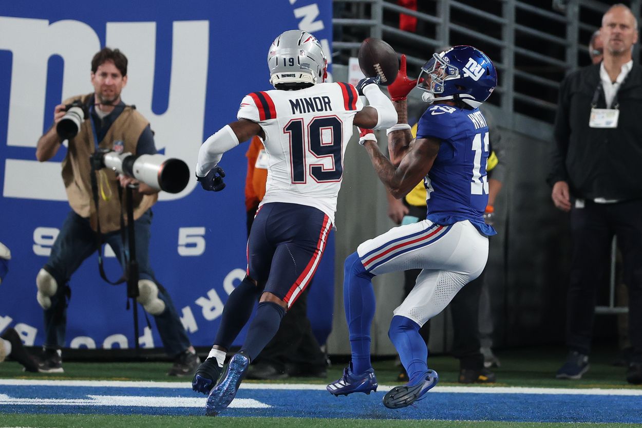 NFL: New England Patriots at New York Giants, jalin hyatt NFL: New England Patriots at New York Giants, jalin hyatt