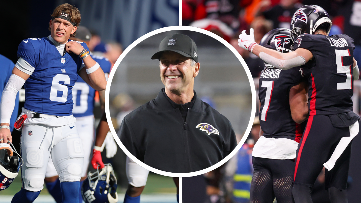 Giants, John Harbaugh, Jaxson Dart, Falcons