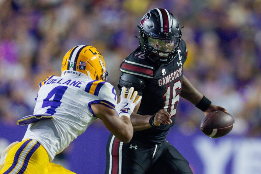 Mansoor Delane, giants, NCAA Football: South Carolina at Louisiana State