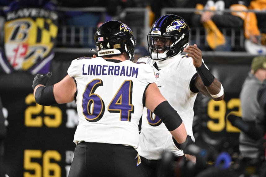 Tyler Linderbaum, giants, NFL: Baltimore Ravens at Pittsburgh Steelers