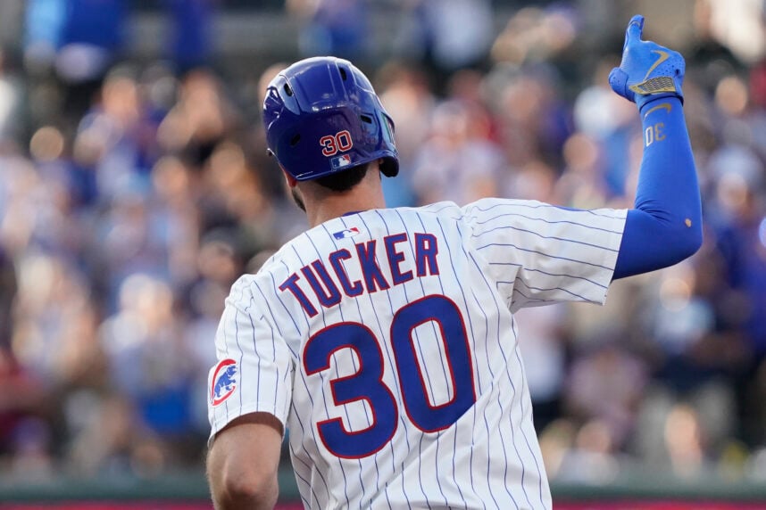 Jul 19, 2025; Chicago, Illinois, USA; Chicago Cubs outfielder Kyle Tucker (30) gestures after hitting a home run against the Boston Red Sox during the first inning at Wrigley Field. Mandatory Credit: David Banks-Imagn Images, mets